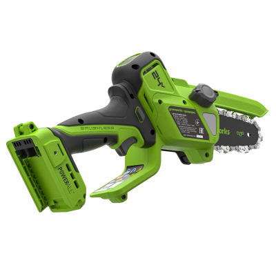 Цепная мини пила аккумуляторная Greenworks CS2410A (24В, без АКБ и ЗУ) 10см с авто/смазкой цепи