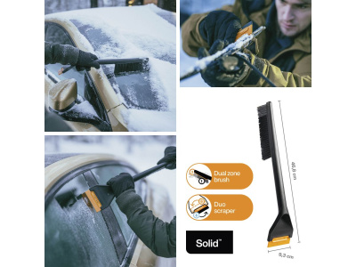 Щетка для снега со скребком FISKARS Solid 47 см (щетка-сметка снеговая, съемный скребок)