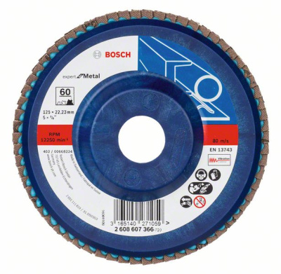 Лепестковый шлифкруг 125x22,23 мм P60 Expert for Metal (металл), BOSCH