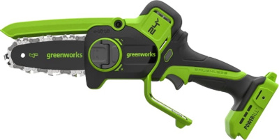 Цепная мини пила аккумуляторная Greenworks CS2410A (24В, 1хАКБ 4Ач и ЗУ) 10см с авто/смазкой цепи