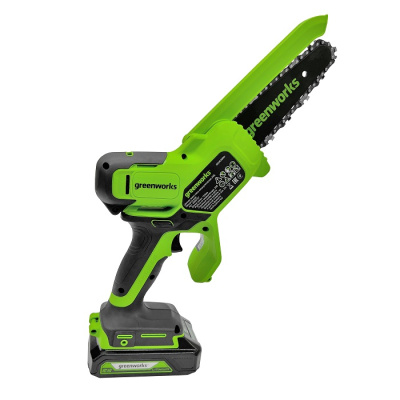 Цепная мини пила аккумуляторная Greenworks GD24CSMNX (24В, 1*АКБ 2Ач  и ЗУ) 15см