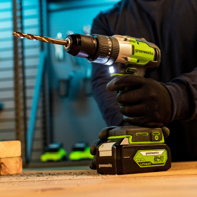 Дрель-шуруповерт ударная аккумуляторная Greenworks GD24DD60 (24В, 1хАКБ 4Ач и ЗУ)