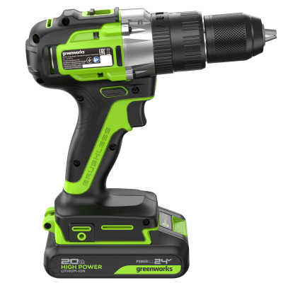 Дрель-шуруповерт ударная аккумуляторная Greenworks GD24DD60 (24В, 1хАКБ 2Ач и ЗУ)