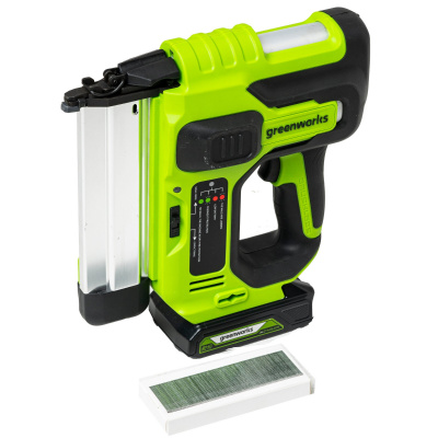 Нейлер аккумуляторный Greenworks GD24BN (24В, 1хАКБ 2Ач и ЗУ)