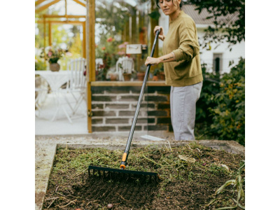 Грабли для грунта FISKARS OneClick 14 зубьев металлические без черенка