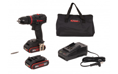 Аккумуляторная ударная дрель-шуруповерт KRESS KUC30.1 20В, 60Нм, 2Ач х 2, ЗУ, сумка