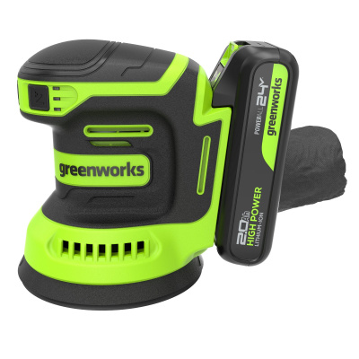 Эксцентриковая шлифовальная машина аккумуляторная Greenworks OS325 (24В, 1хАКБ 2Ач и ЗУ)