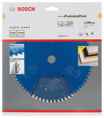 Диск пильный для циркулярок 190х30мм 60Т Expert for Laminated Panel (ламинат), BOSCH