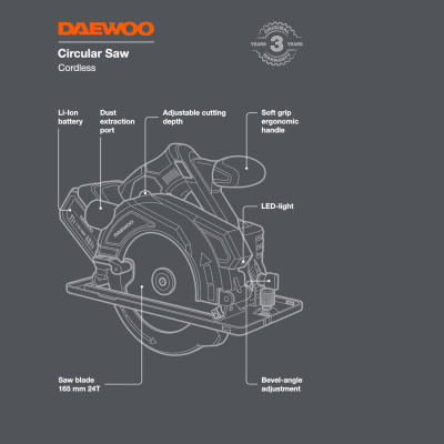 Пила циркулярная аккумуляторная DAEWOO DAS1621Li SET