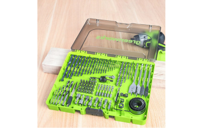 Набор сверл, бит и коронок Greenworks в кейсе, 90 предметов Набор сверл, бит и коронок Greenworks в кейсе, 90 предметов