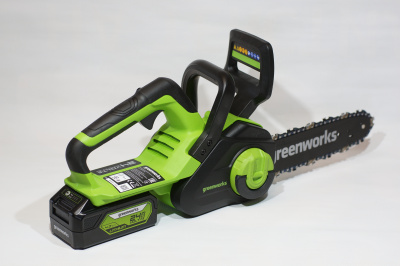 Цепная пила аккумуляторная Greenworks G24CS25K2 (24В, 1хАКБ 2Ач и ЗУ) 25см
