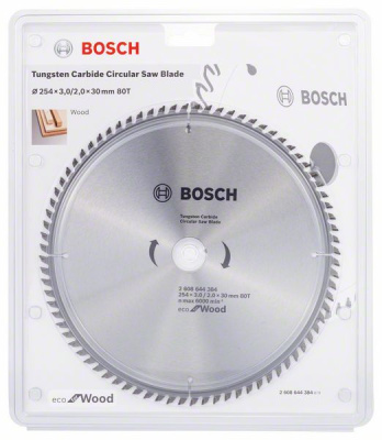 Диск пильный для торцовок 254x30мм 80Т ECO for Wood (древесина), BOSCH