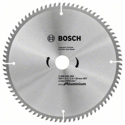 Диск пильный для торцовок 254х30мм 80Т ECO ALU/Multi (алюминий, универсальный), BOSCH