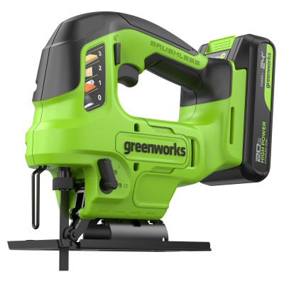 Лобзик аккумуляторный Greenworks GD24JS90 (24В, 1хАКБ 2Ач и ЗУ)