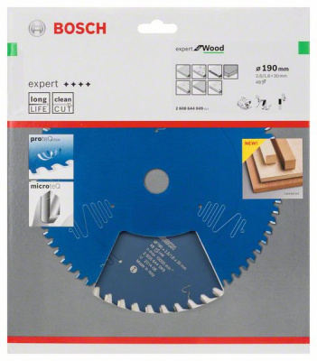 Диск пильный для циркулярок 190x30мм 48T Expert for Wood (древесина), BOSCH