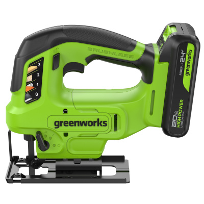 Лобзик аккумуляторный Greenworks GD24JS90 (24В, 1хАКБ 2Ач и ЗУ)