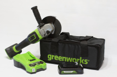 Угловая шлифмашина аккумуляторная Greenworks GD24AGK2 (24В, c 1хАКБ 2 А-ч и ЗУ в сумке)