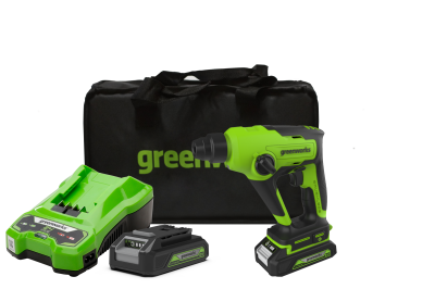 Перфоратор аккумуляторный Greenworks GD24SDS1K2 (24В, с 1хАКБ 2А-ч и ЗУ) в сумке
