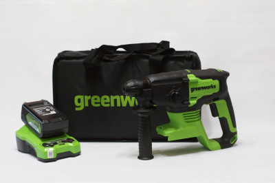 Перфоратор аккумуляторный Greenworks GD24SDS2K4 (24В, с 1хАКБ 4А-ч и ЗУ) в сумке