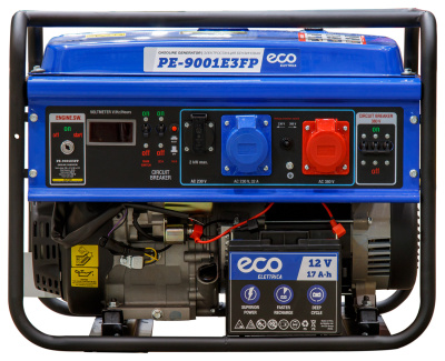 Генератор бензиновый ECO PE-9001E3FP (электростарт, 6,5 кВт, 220/380 В, бак 25л, 82кг)